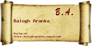 Balogh Aranka névjegykártya